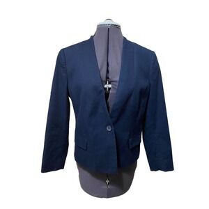 United colors of Benetton knit cotton blend navy blazer suit jacket SZ 10 womens